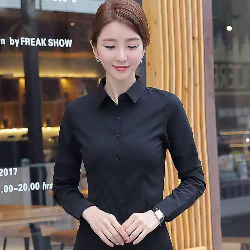 Women's Slim Fit Workwear Shirt, Short & Long Sleeves, Formal Office Uniform, White & Blue, Spring/Summer Collection.