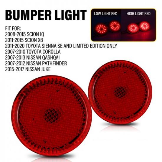 

Red LED Rear Reflector Bumper Tail Lights Lamps For 2008-2015 Scion iQ Scion xB