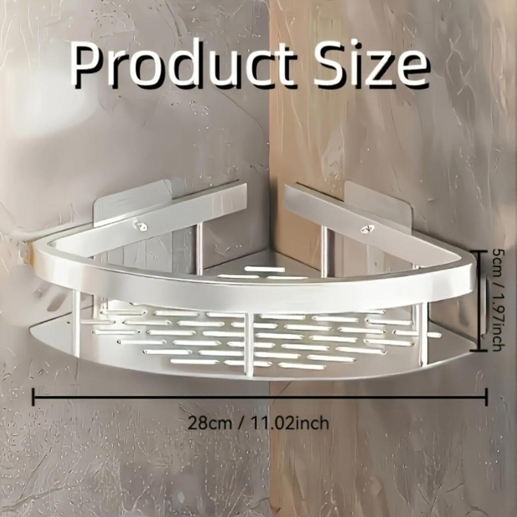 Drill Free Aluminum Corner Shelf For Bathroom Shower Storage Organizer Shampoo Soap Dispenser Wall Mounted Rack
