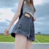 Women's High-Waisted Black & Gray Denim Shorts: Influencer Style A-Line Slimming Wide-Leg for Summer 2025.