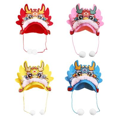 Chinese New Year Dragon Hat Animal Hat Ornament DIY Craft Accessory New Year Party Home Offices Decor Cute Dragon Head Hat