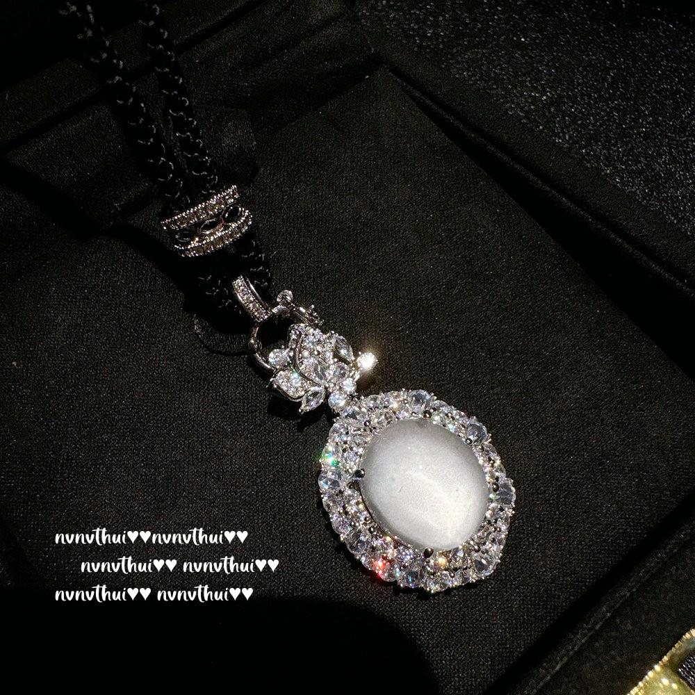 Lychee Frozen White Chalcedony Large Egg Surface Gem Pendant Necklace, Water Spirit, Concubine Smile, Egg-Shaped Zircon Ring.