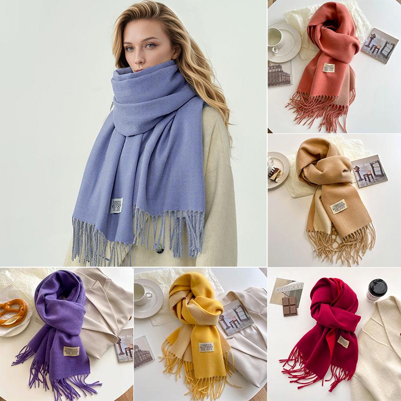 1PC Solid Color Warm 200x68CM Ladies Wraps Thick Shawls Large Scarf Soft Polyester Fiber