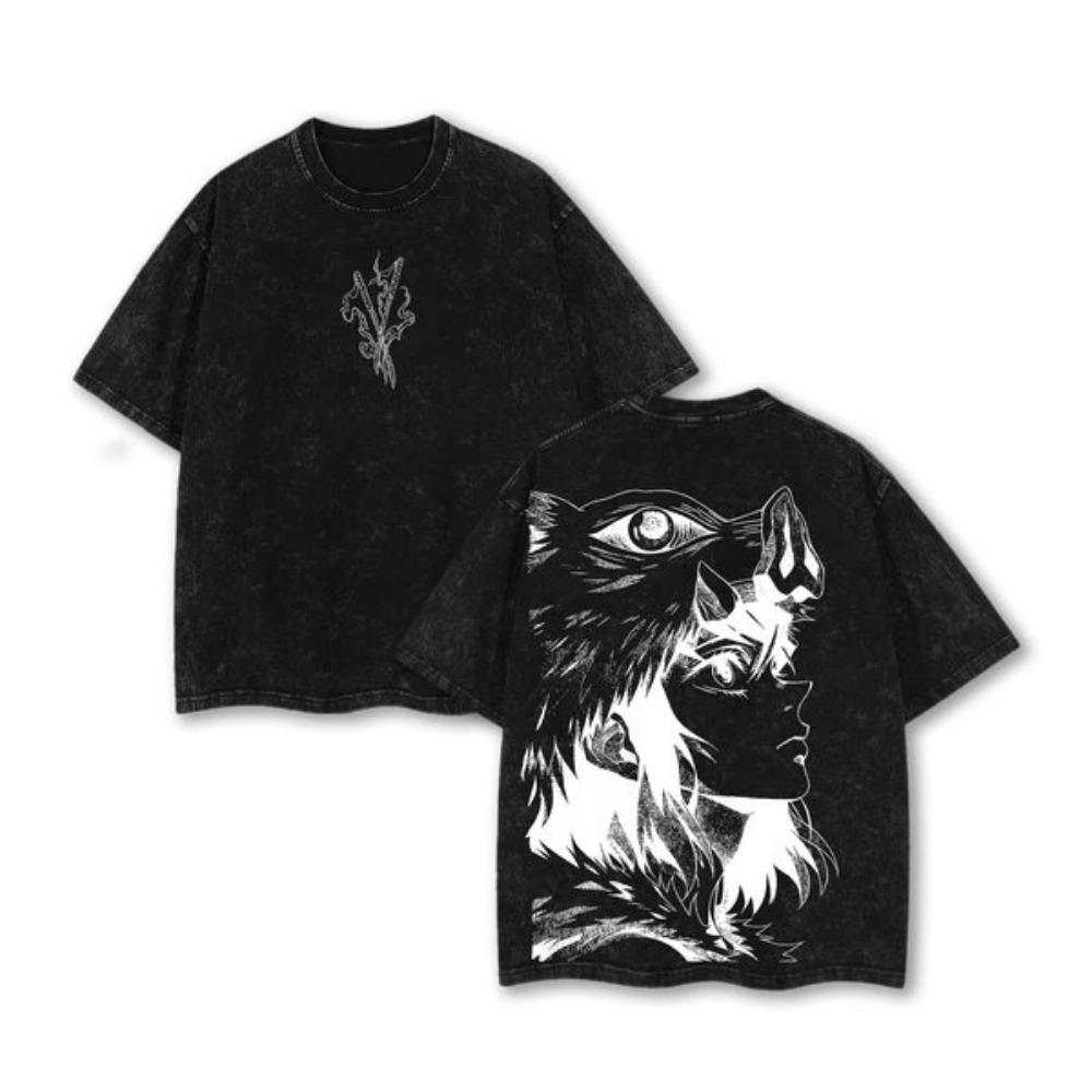 Летний повседневный образ для Аниме: Ретро-футболка с коротким рукавом, вымытая, свободного кроя, футболка с персонажами Demon Slayer S