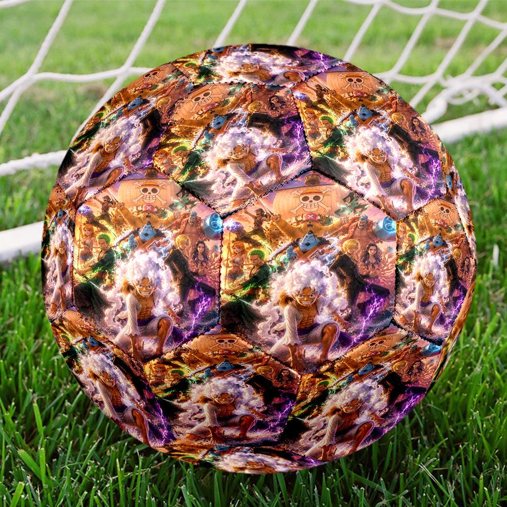 One Piece Print Size 5 Soccer Ball, Standard Match Football for Sports Game and Team Practice, Ideal Gift for Soccer Fans