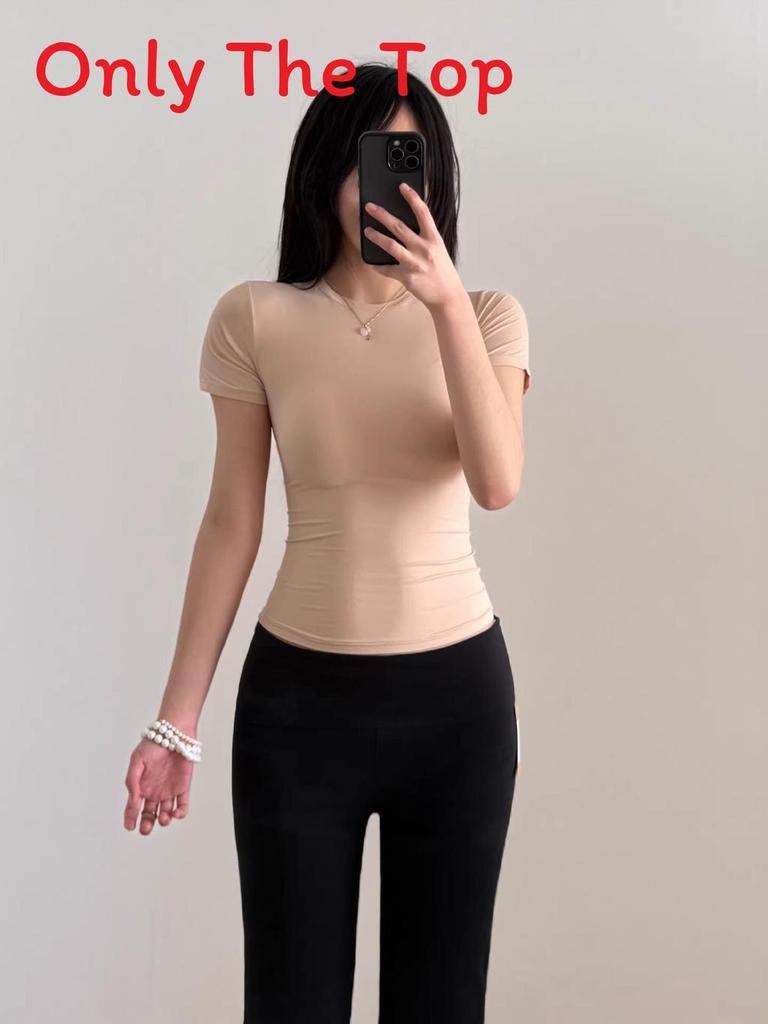 Basic Slim Fit T Shirt With Nylon Fabric For Casual Wear And Yoga