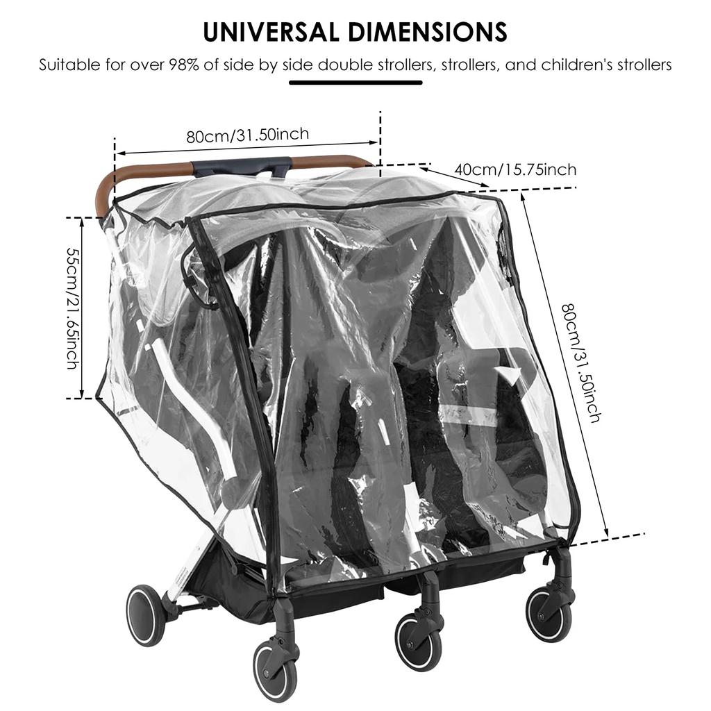 Double Stroller Rain Cover Universal Rain Cover for Side by Side Baby Stroller Stroller Raincoat Twins Stroller Cover NEW
