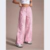Roze Luipaardprint Jeans Dames Zomer Mode Losse Casual Rechte Wijde Pijpen Broek Vloervegende Broek Dopamine Hoge Taille Streetwear Denim Broek