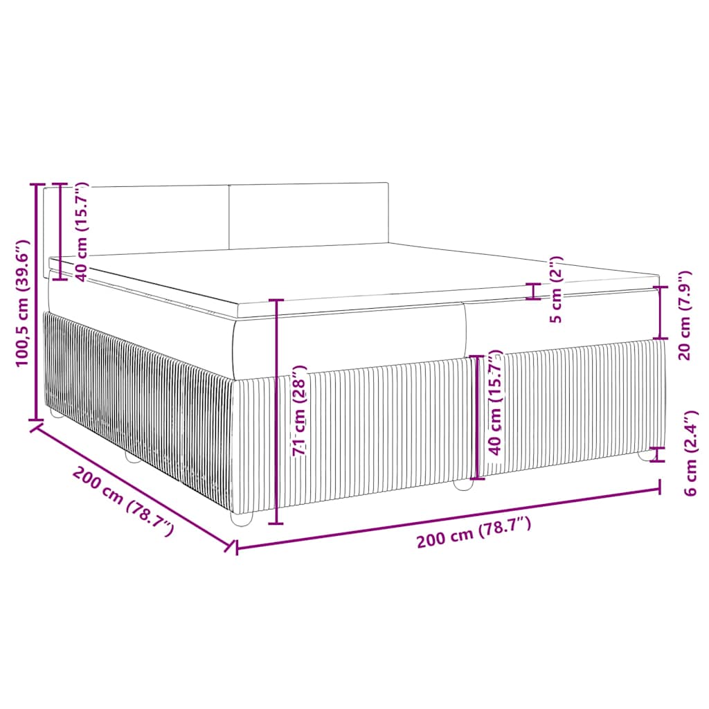 Box Spring Bed with Mattress Blue 200x200 cm Fabric