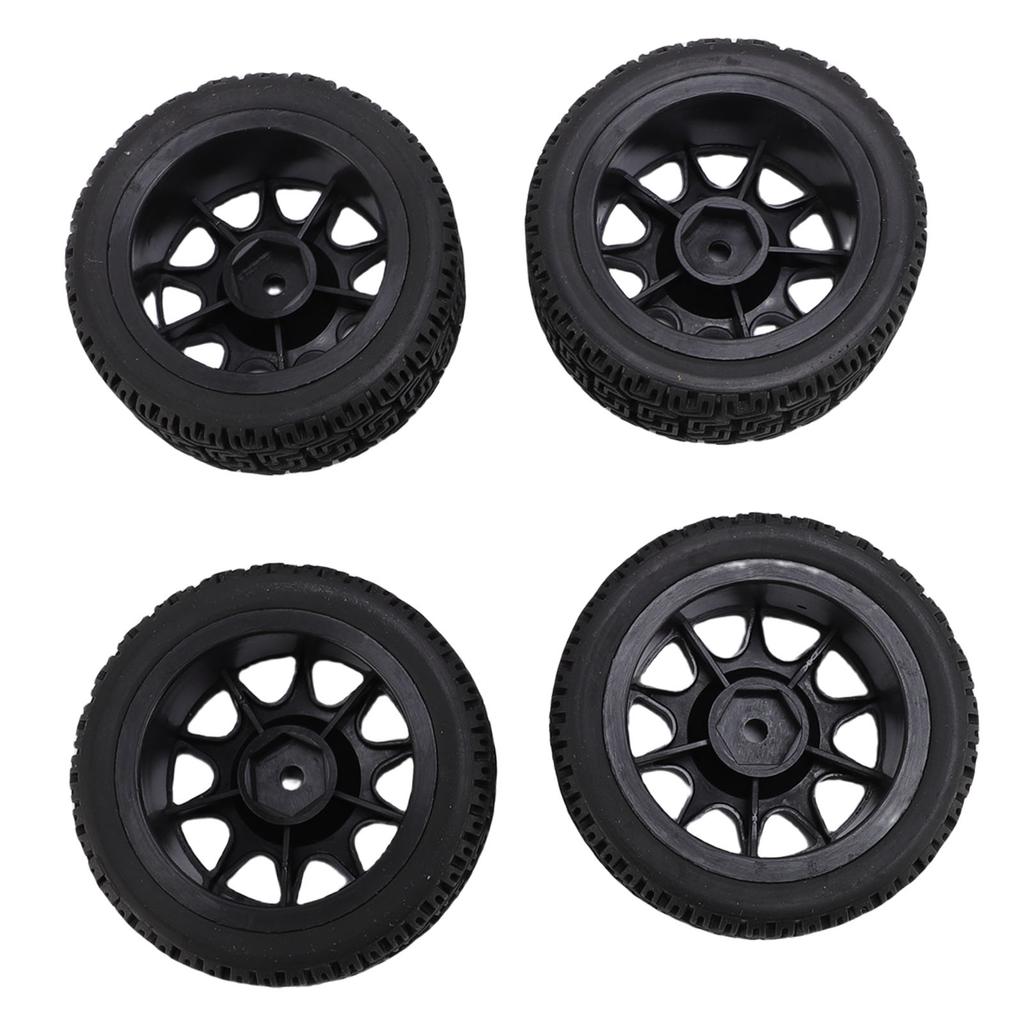 4PCS RC Rally Tires Fit for Tamiya TT01 XV02 70mm 1:10 Scale Plastic Nylon RC Car Wheel Hub Tire Black