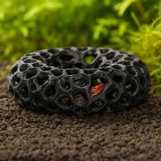 Shrimp Hides for Aquarium, 3D Printed Shrimp Cave, Round Hollow Small Fish Habitat, Fish Tank Shelter Hideout Ornament