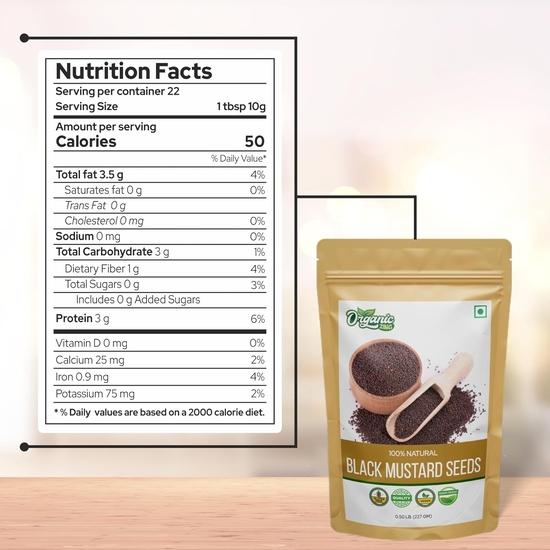 Organic Zing Black Mustard Seeds | Natural and Chemical Free | Fresh | Whole and Natural | Indian Sarso Seeds | Packed and Produced in India - 227 gm