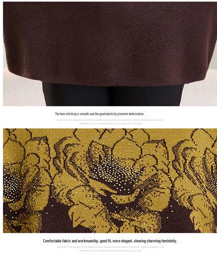 Autumn/Winter Plus Size Wool Pullover for Middle-aged and Elderly Women - Round Neck, Long Sleeve Sweater