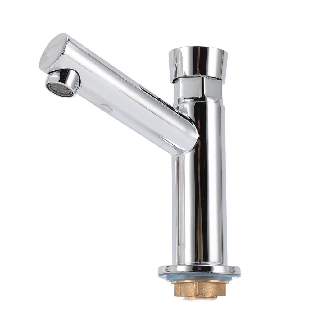 Bathroom Sink Faucet Single Handle Angled Delayed Faucet Water Tap for Home Hotel