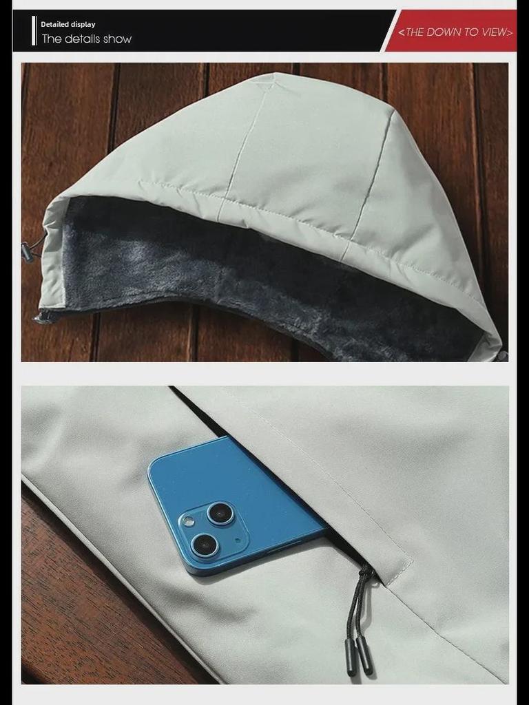 Men's 2023 Windproof & Waterproof Cotton-Padded Jacket with Detachable Hood.