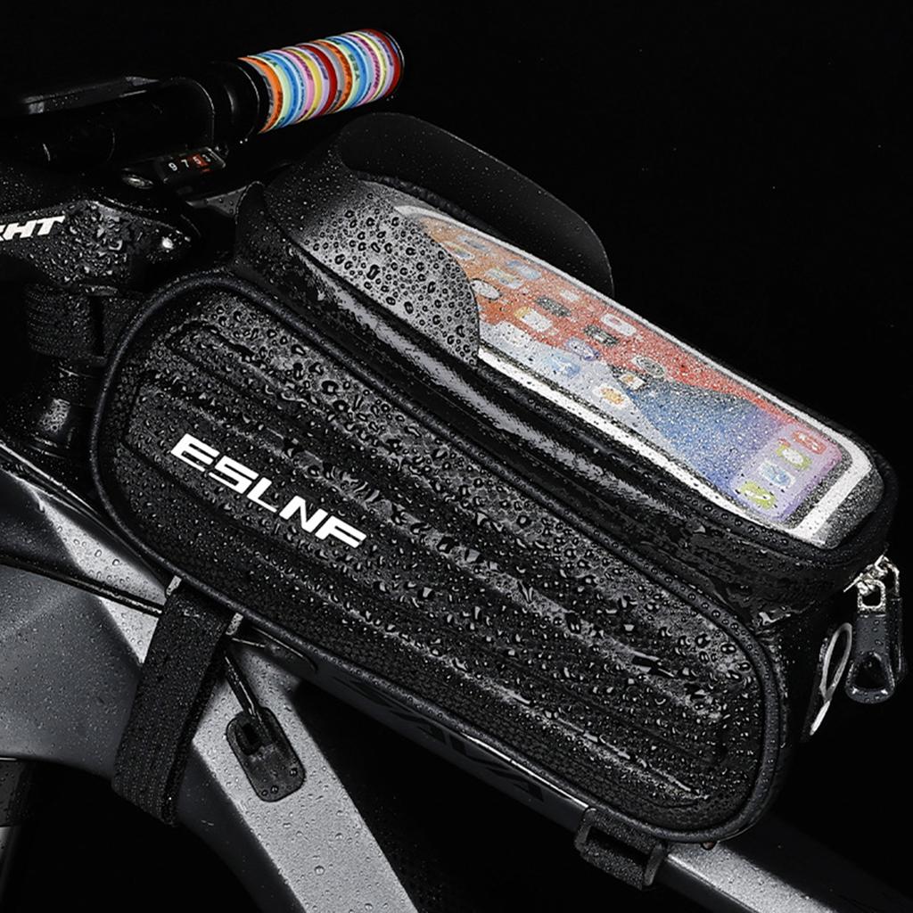 Mountain Bike Front Top Tube Pouches Pannier Phone Mount Holder Handlebar Bag with Touch Screens Cell Phone Bag Holder