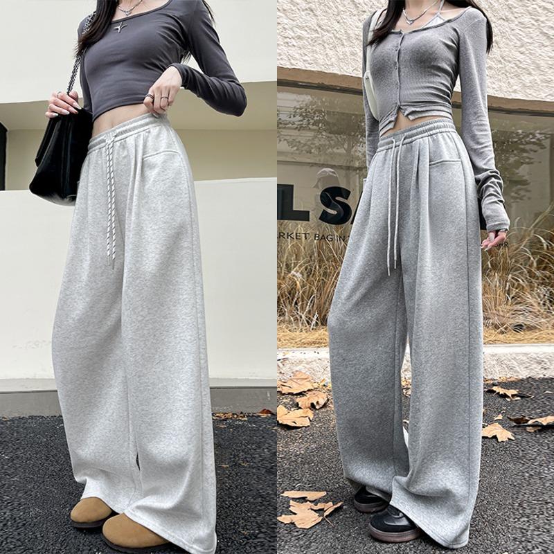 Sweatpants Women's Spring and Autumn New Small Loose Straight Sweatpants Loose Lazy Wind Wide Leg Pants