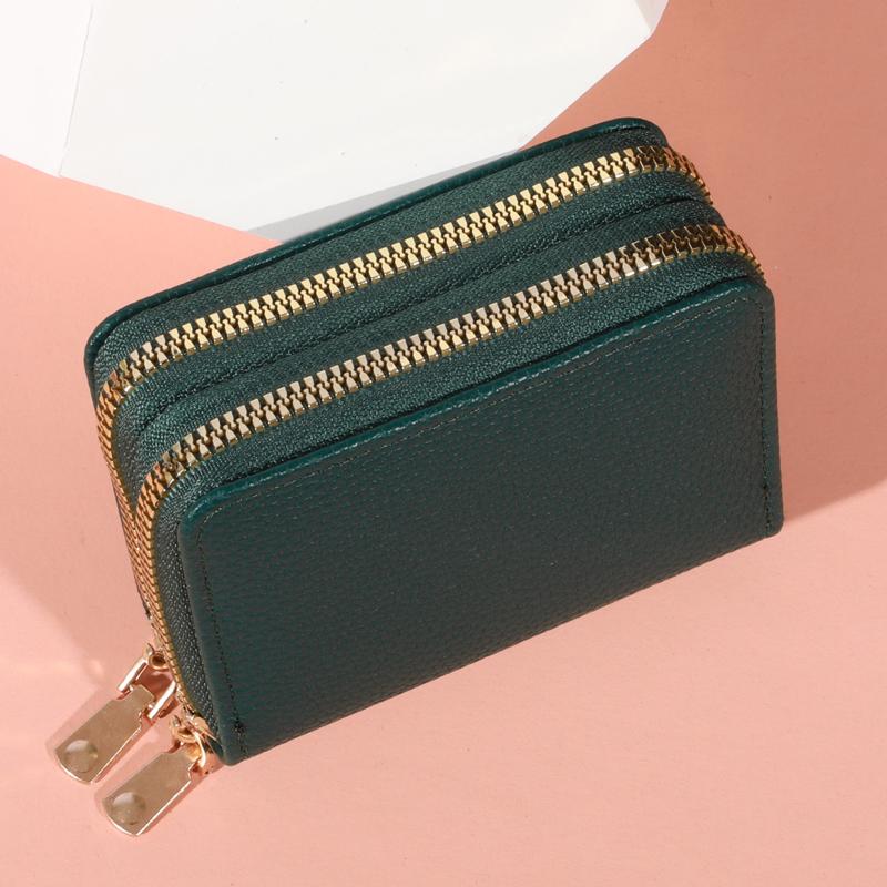 Damen Reißverschluss Kurzer Stil Geldbörse Lychee-Muster Mode Große Kapazität Multi Kartenfächer Münzbörse mit Reißverschluss