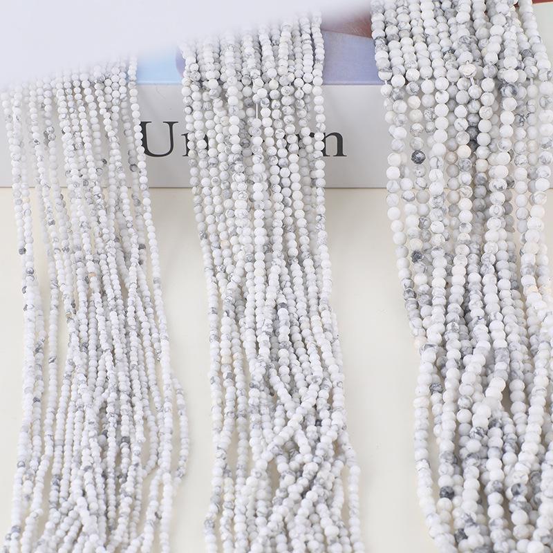Faceted Natural White Turquoise Beads Necklace DIY Jewelry Accessories, Color Retention Handmade Jewelry
