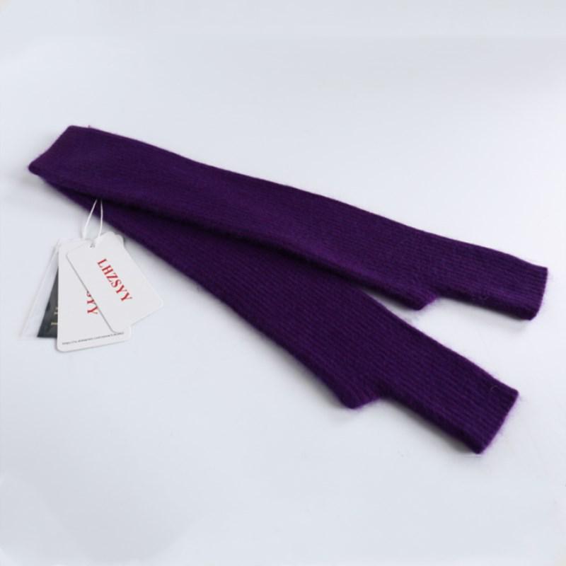 

LHZSYY 40cm Mink Cashmere Winter Long section Keep warm Thicken Fashion Gloves New Solid color There finger holes Women Gloves фиолетовый