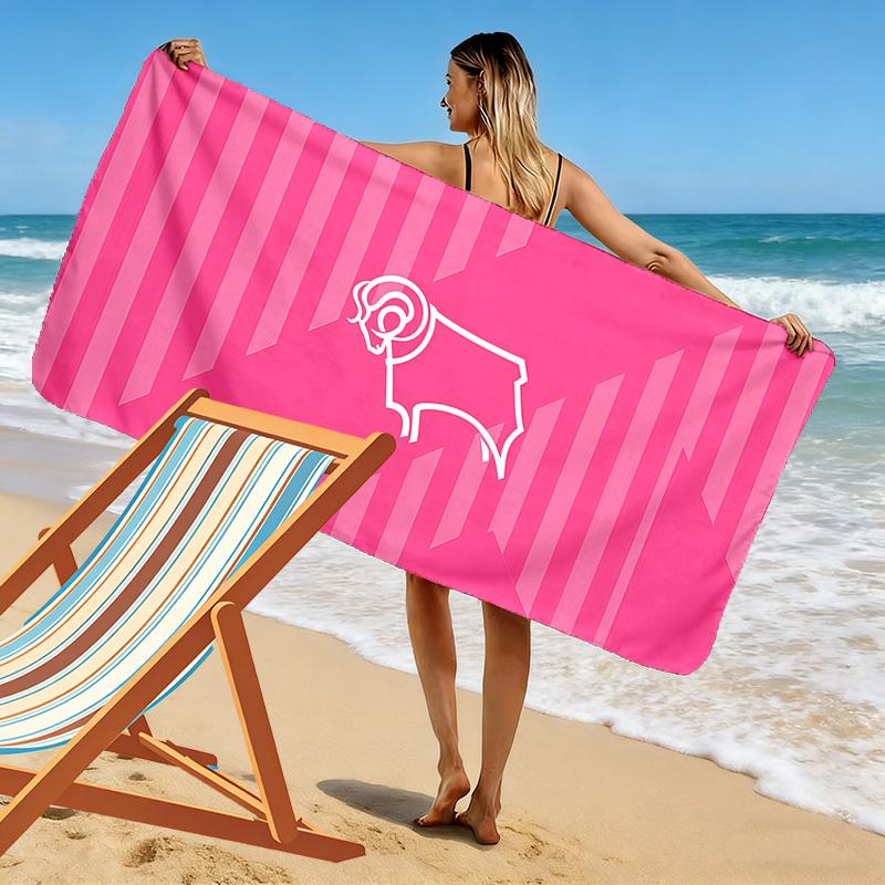 Toalla de Playa Estampada del Derby County F.C., Toalla Grande Suave de Secado Rápido para Playa, Camping, Natación