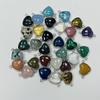 5Pcs/Pack, Healing Crystal Pendant Connectors, Heart-Shaped Natural Stone Quartz Amethyst Malachite Lapis Lazuli Gems Connector for Jewelry Making DIY