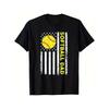 Unisex Softball Dad American Flag T-Shirt - Black Shirt with Yellow Softball Graphic & Bold BAD DAD Letters