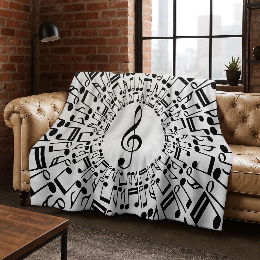 Tanzende Musik Musikalische Note Instrument Cartoon Flanell Decke, Gemütliche Weiche Überwurfdecke für Zuhause Schlafzimmer Bett Sofa Abdeckung Geschenk Kind
