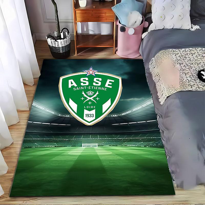 Green Football Crest Carpet Design suitable as a non-slip mat for the living room or bedroom sofa