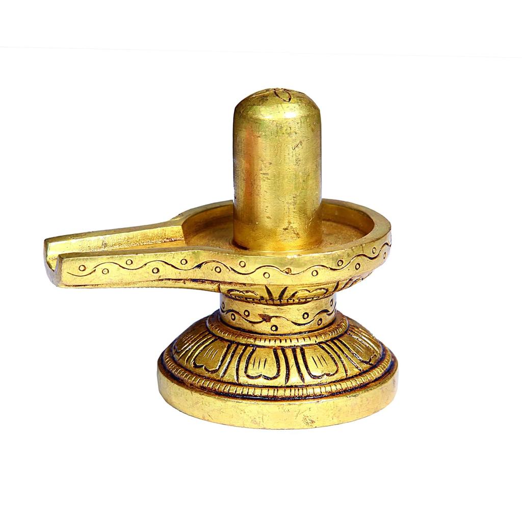 Mini Brass Shiva Lingam, Beautiful Shivling For Pooja, Temple, Gold Color - 5cm