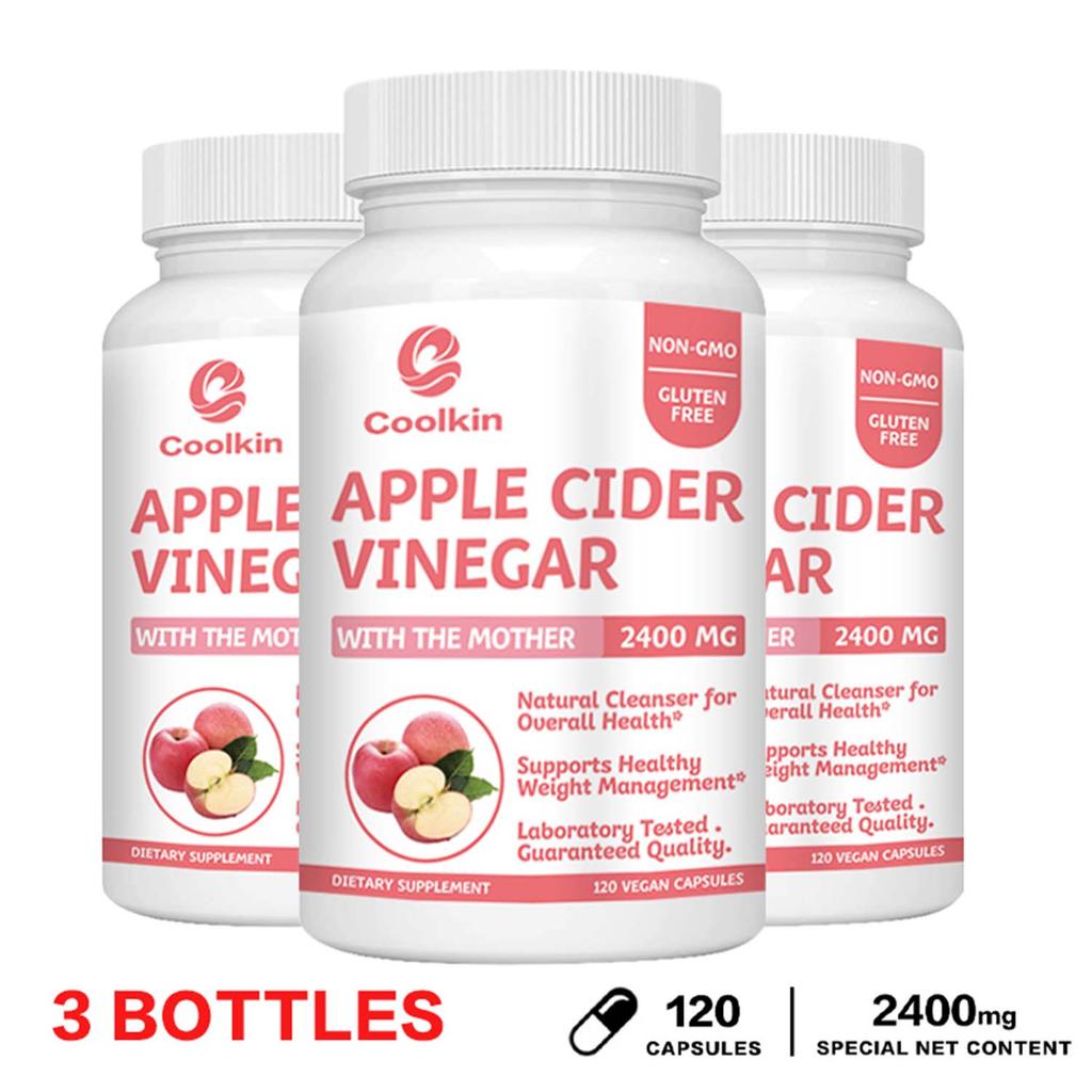 Coolkin Apple Cider Vinegar Capsules, 2400mg, Vegetarian, Dietary Supplement, Suitable for Both Men and Women
