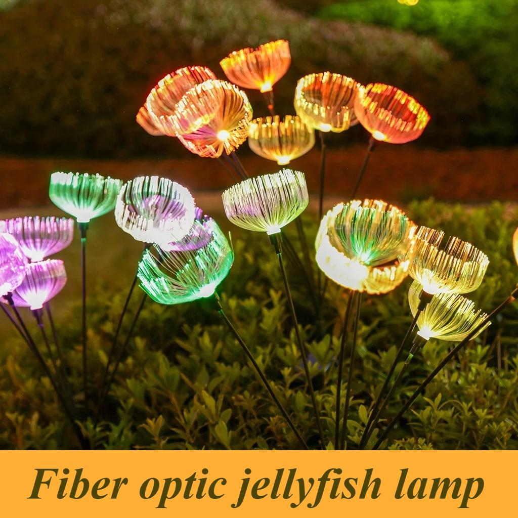 2PCS Solar-Powered LED Jellyfish Garden Lights Waterproof Outdoor Landscape Lawn Patio Lighting Switch-Controlled