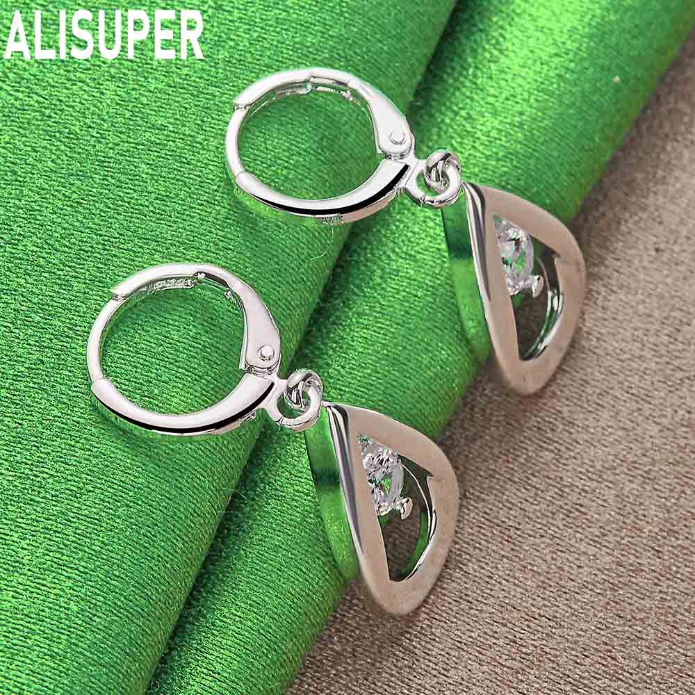 925 Sterling Silver AAA Zircon Water Droplets/raindrops Piercing Earrings Fashion Charm Wedding Jewelry