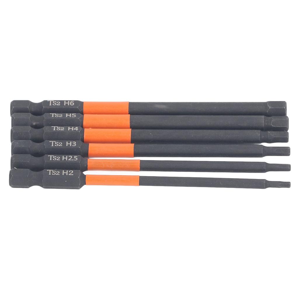 6 Szt. Zestaw Kluczy Sześciokątnych Bitów do Wiertarki H2 Do H6 100L Stop S2 Silne Magnetyczne Klucze Sześciokątne Bit do Wiertarki do Domu