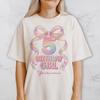 Individuelles Geburtstags-T-Shirt für Mädchen, personalisiertes Regenbogen-Schleifen-T-Shirt für Mädchen, Pastell-Party-Outfit mit Namen