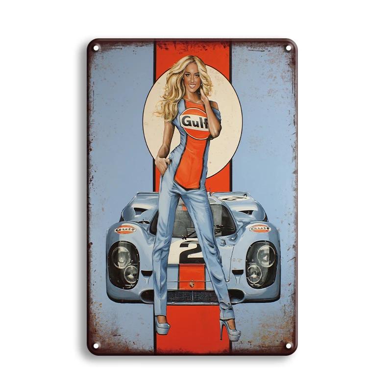 Vintage Decor Shabby Chic Metal Tin Signs Gulf Esso Agip Man Cave Wall Decoraion Motor Oil Garage Wall Stickers Gas Decor Pla
