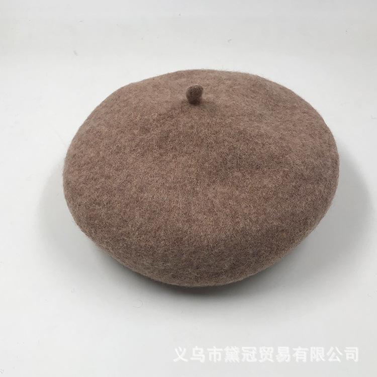 Autumn and winter versatile wool hat beret women's pumpkin hat retro woolen painter hat bud hat tide