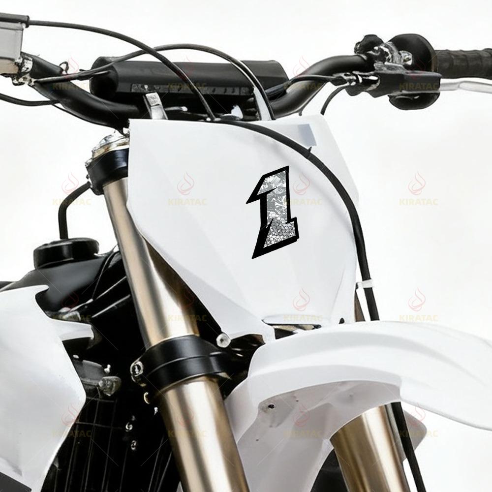 2PCS Honeycomb Arabic Numerals Silver Carbon Fiber Motorcycle Sticker Waterproof for Helmet Front Fairing Scooter Vinyl Decals