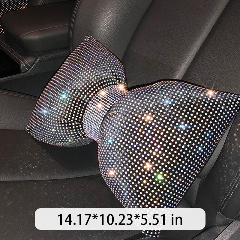 Almohadas Universales de Lujo con Diamantes de Imitación Brillantes para Reposacabezas de Coche, con Lazo, Cojín de Soporte Lumbar para Respaldo de Asiento, Interior de Automóvil