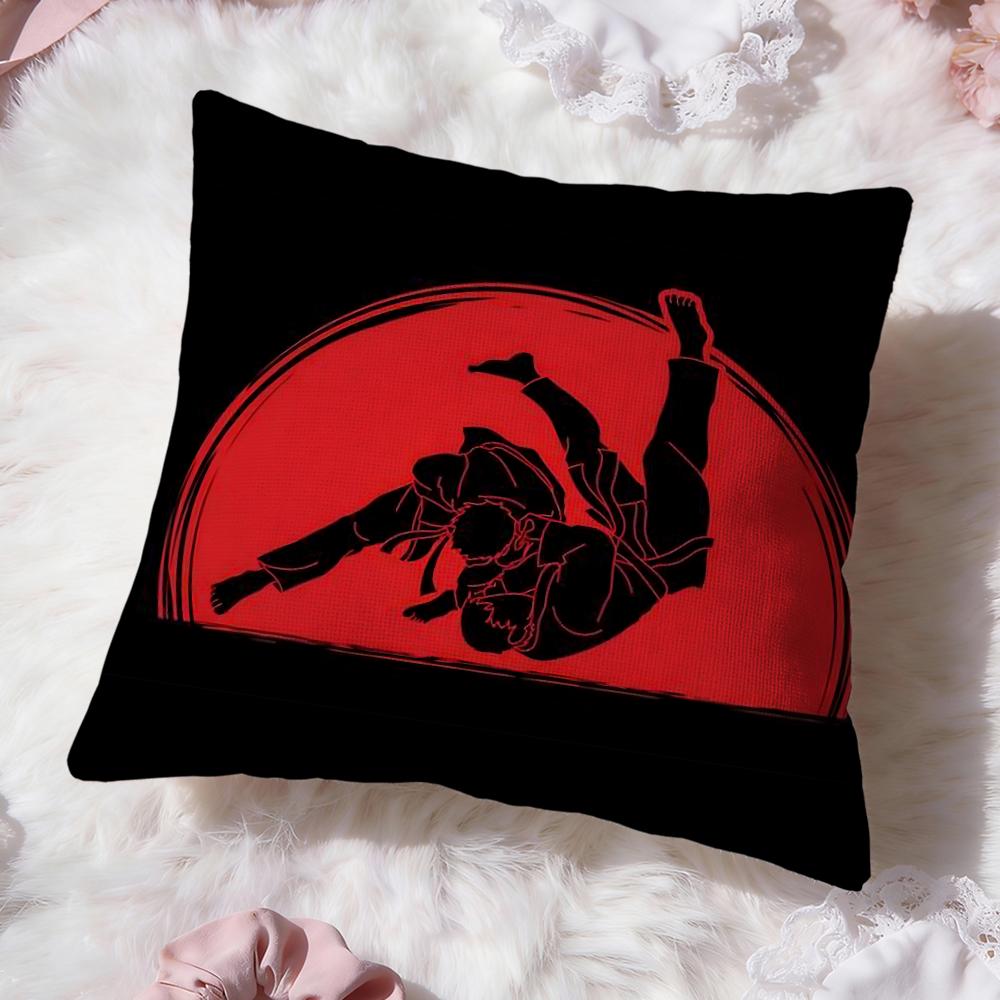 Sports Judo Martial Arts Cushion Cover Premium Comfort Reversible Pillow Cove -Two in One Design for Any Room & Car Interior