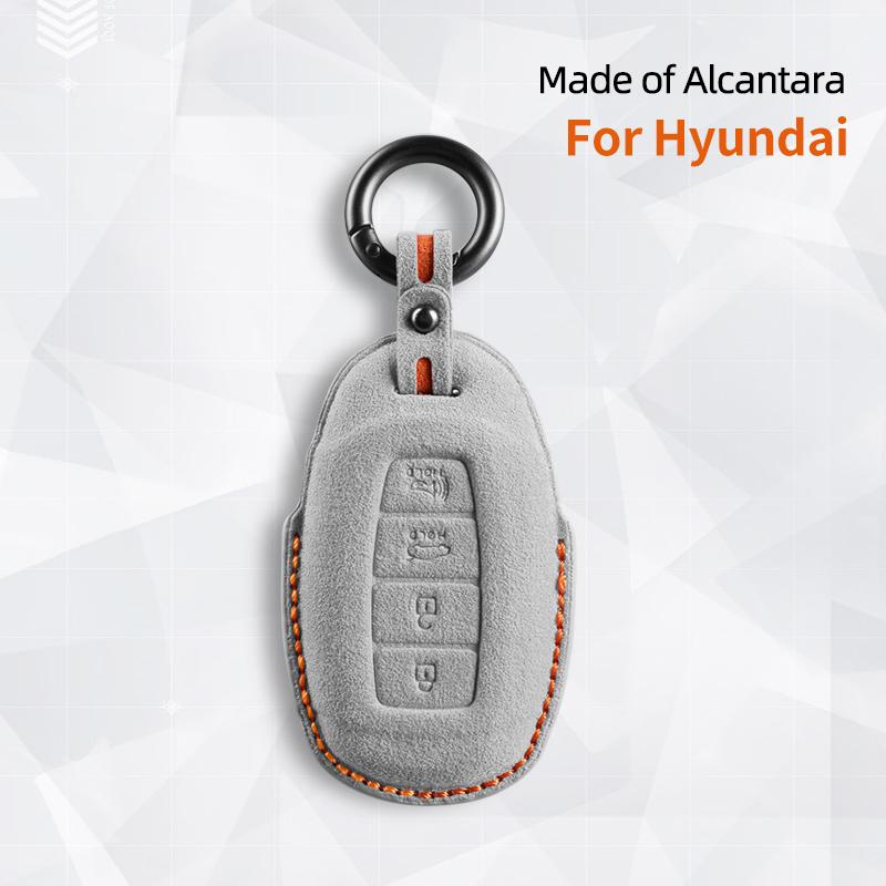 Car Key Case For Hyundai I30 Tucson Kona Encino Solaris Azera Grandeur Ig Accent Santa Fe Palisade Suede Cover Shell Keychain