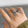 Retro Big Butterfly Ring For Women Men Silver Color Punk Gothic Open Ring Handmade Designer  Unisex Accessories Love Gift