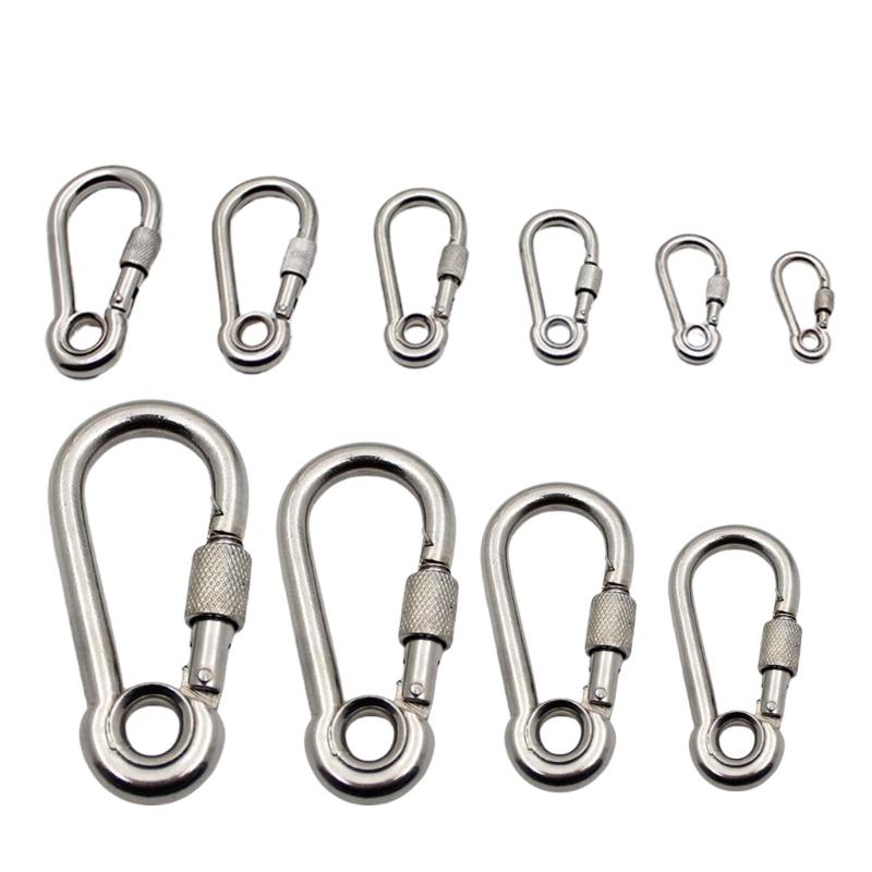 2 Pcs Locking Carabiner Screw Gate Buckle Heavy Duty Carabiner Stainless Steel Screw Lock Carabiner Hooks Durable
