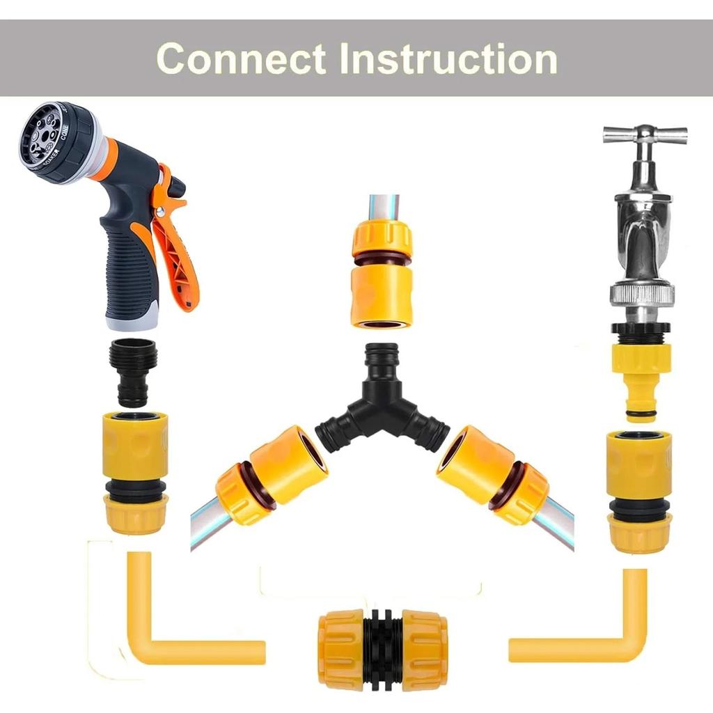 Garden Hose Pipe Connector Kit 20 Pack: Hoses Nozzle, Hose Repair Connector, Quick Connect, Y Splitter, Male Threaded Adapter, Male&Female Connector