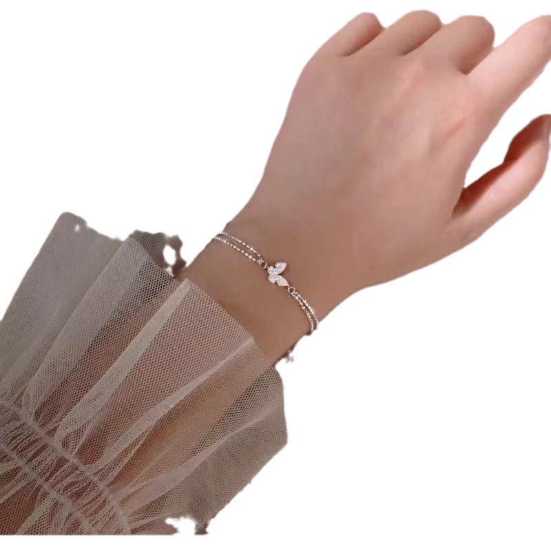 Armband mit Diamant-Schmetterling im koreanischen Stil für Damen – Trendiges schlichtes Design für Studentinnen und Freundinnen