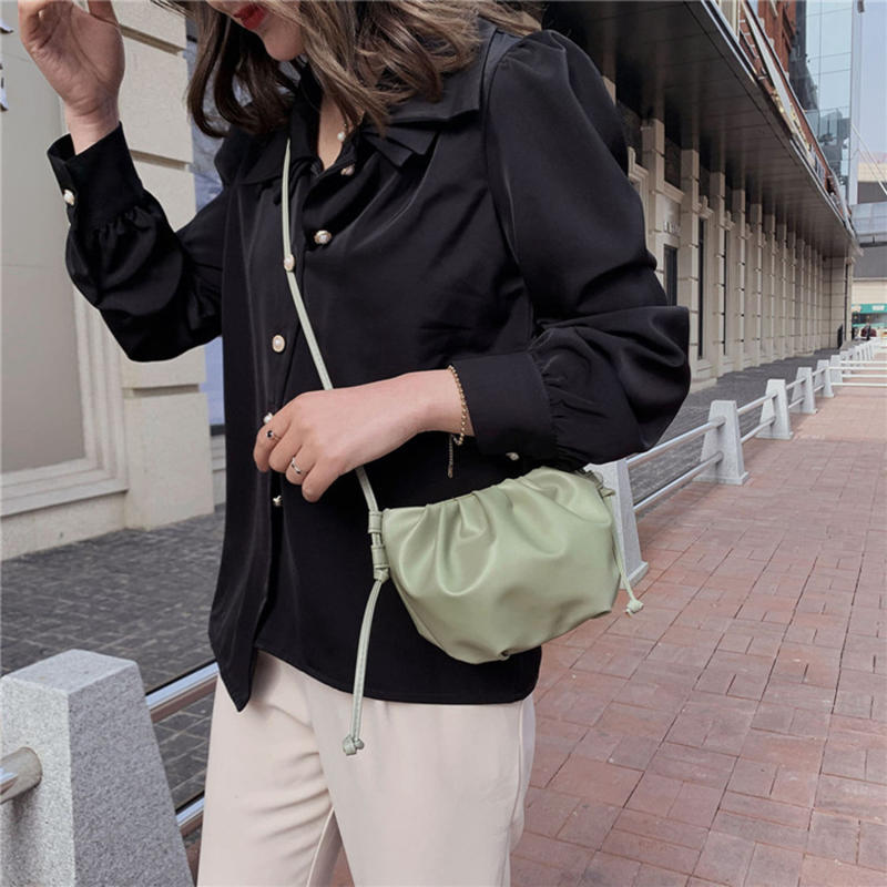 Women's Fashion Cloud Shape Evening Bag Niche Design Solid Color Leather Shoulder Messenger Bag