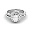 1.54 Ctw Natural Pearl 925 Sterling Silver Classic Dual Band Women Bridal Ring