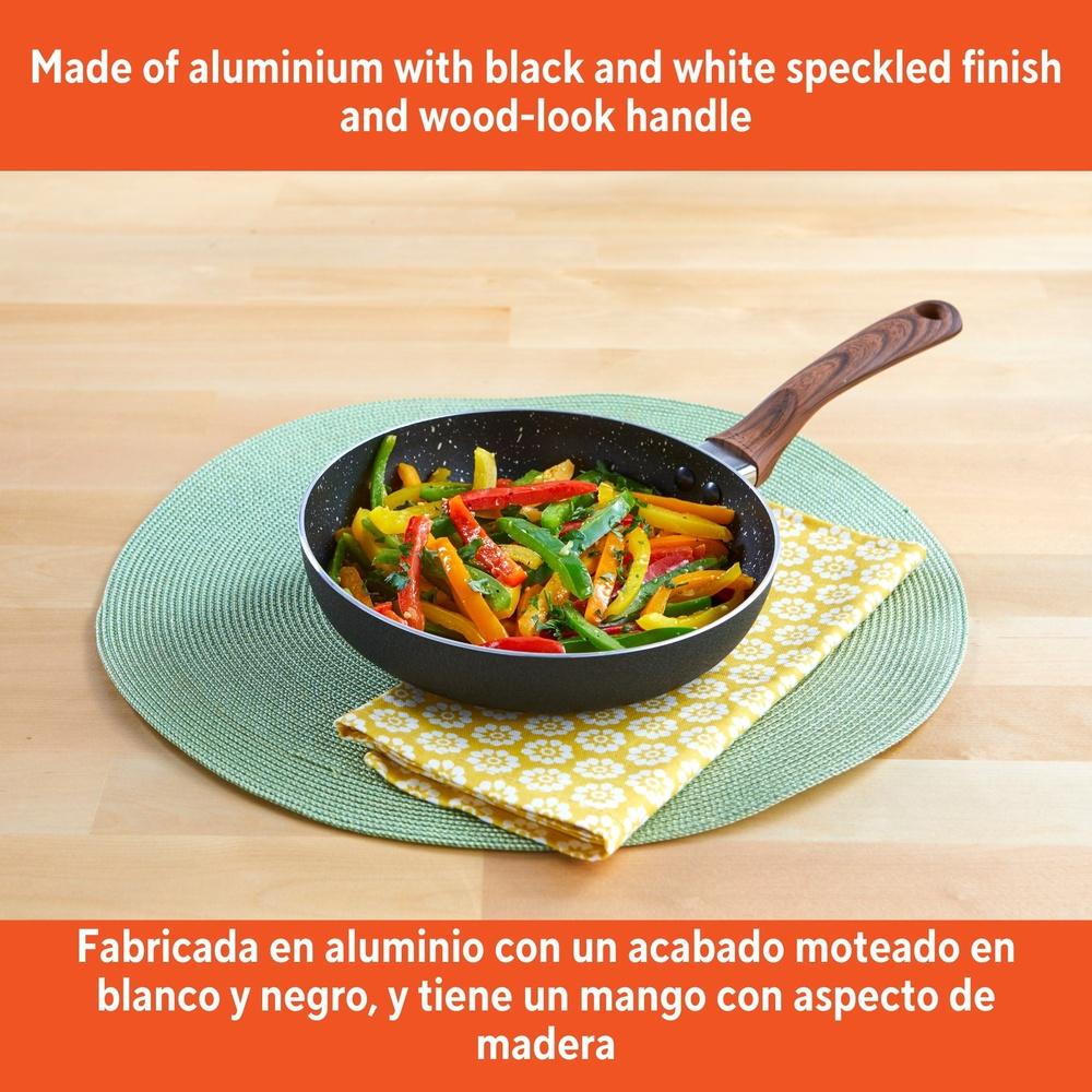 Nonstick Aluminum Fry Pan Wooden Handle Even Heat Distribution Lightweight Kitchen Essential Ideal Cooking Sautéing Pan Frying