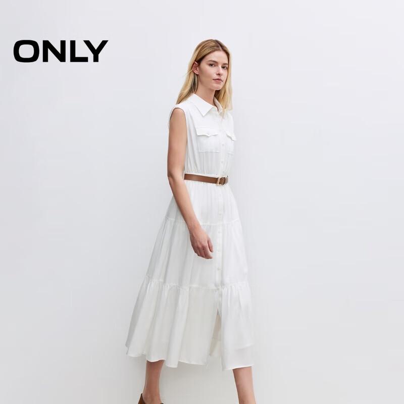 

ONLY 2025 Spring Solid Sleeveless Lapel Tiered Long Dress M