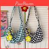 Fashionable And Functional Large Checkered Bag With Single Shoulder Strap For Casual Wear